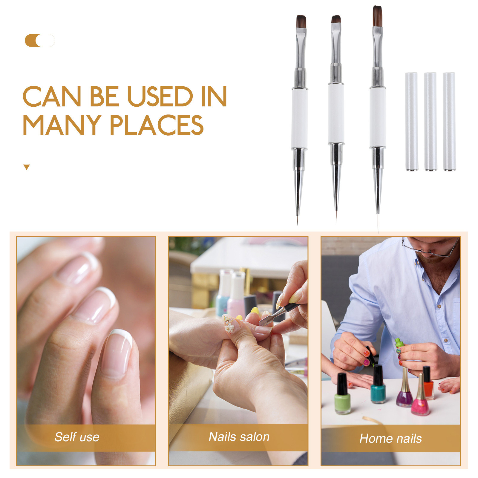 3Pcs Nail Art Brushes Set Dual - Detailing Brush Set review and price