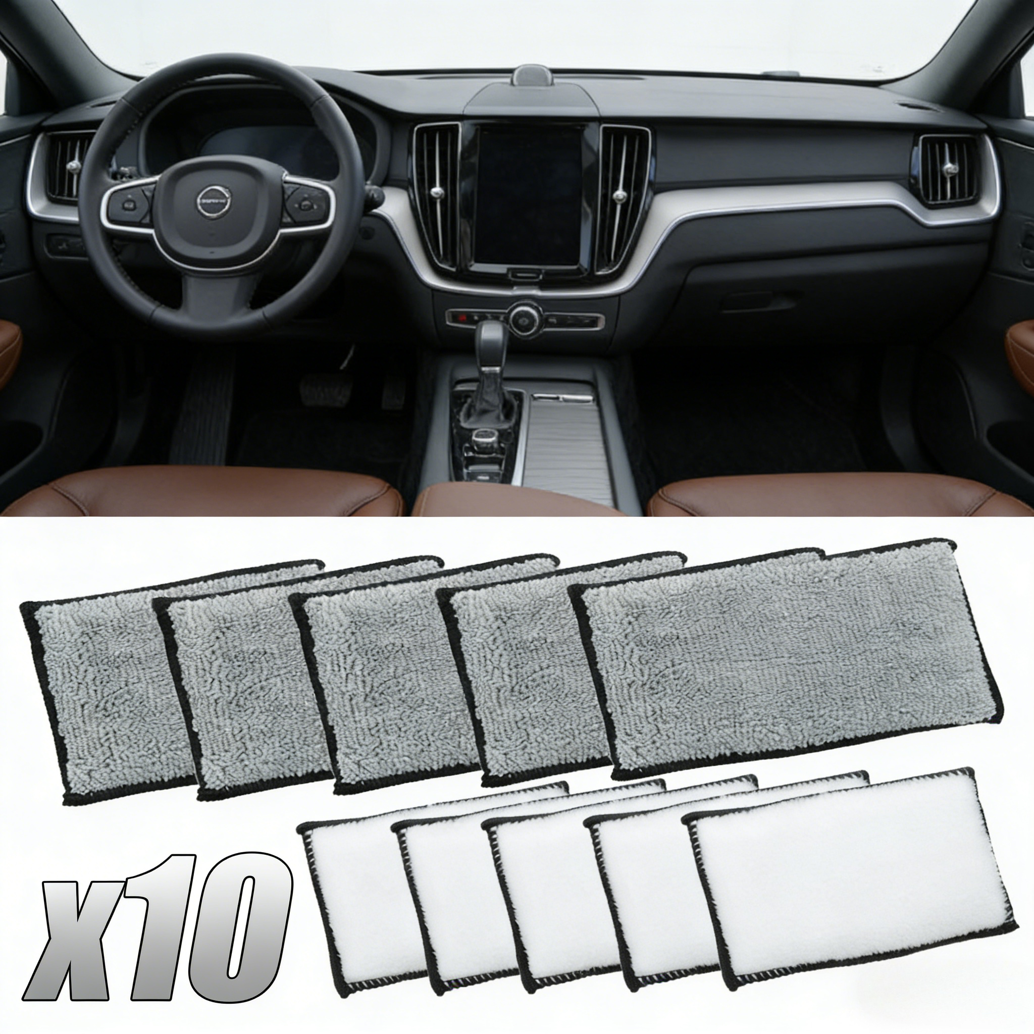 10Pcs Soft Double-Side Microfi - Leather Cleaner Interior review and price